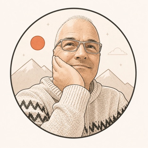 Illustrated portrait of Eddie Larsen, founder of Truckbell